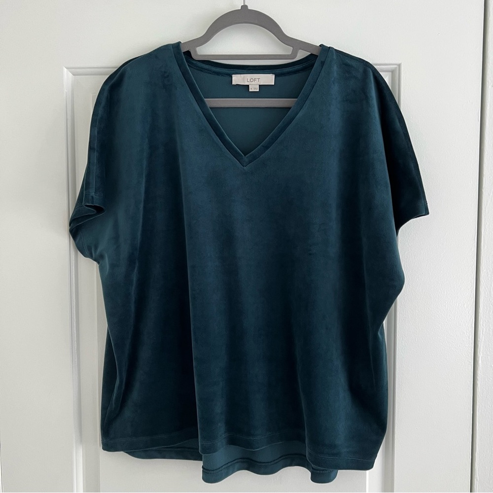 LOFT Relaxed Velvet Short Sleeve Blouse